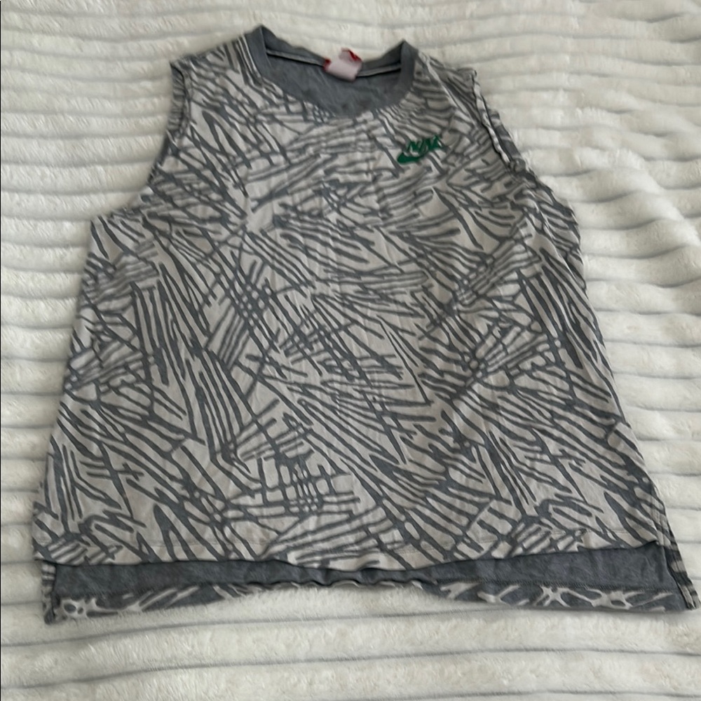 Nike Gray and Green Athletic Tank Top